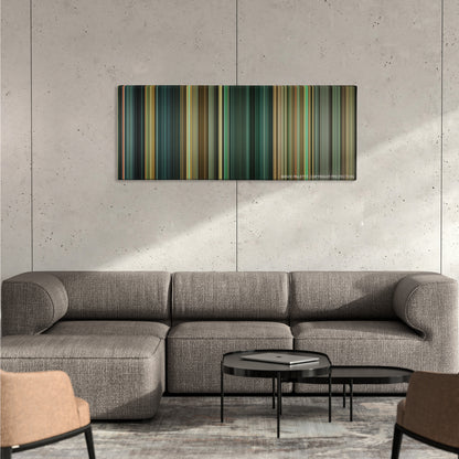 Limitless color palette canvas on a concrete wall above a gray sectional sofa