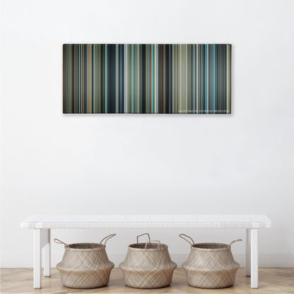 Man of Steel color palette canvas above a white bench with three woven baskets