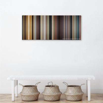 The Last King of Scotland color palette canvas above a white bench with three woven baskets