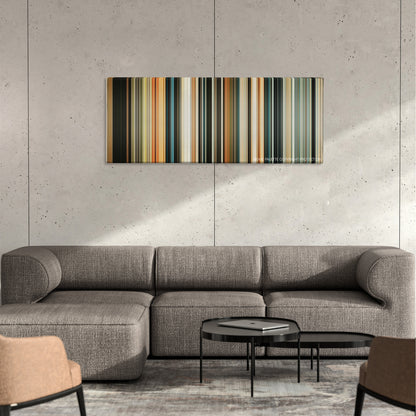 Allegiant color palette canvas on a concrete wall above a gray sectional sofa