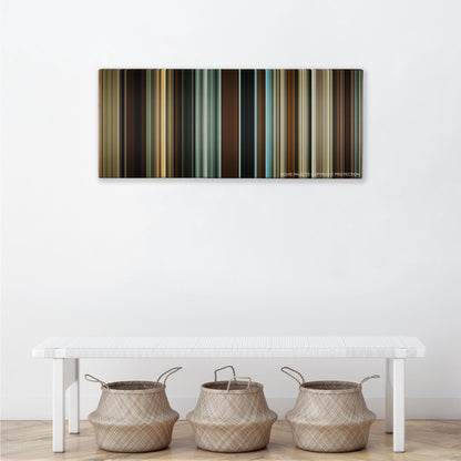 The Assassination of Jesse James by the Coward Robert Ford color palette canvas above a white bench with three woven baskets