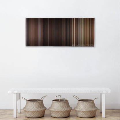 Red Eye color palette canvas above a white bench with three woven baskets