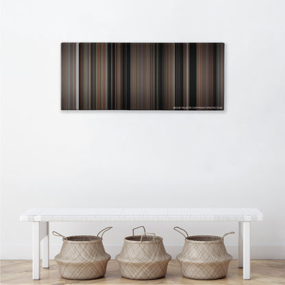The Blair Witch Project color palette canvas above a white bench with three woven baskets