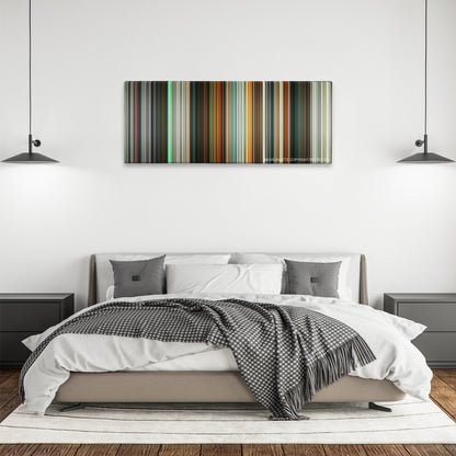 Ghost Rider: Spirit of Vengeance color palette canvas above a bed, between two black pendant lamps
