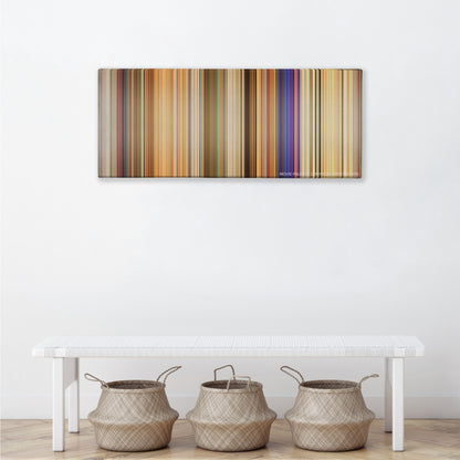 White Chicks color palette canvas above a white bench with three woven baskets