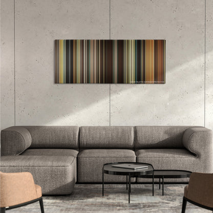 21 Jump Street color palette canvas on a concrete wall above a gray sectional sofa