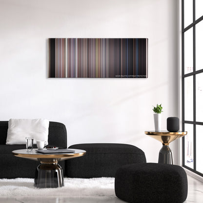 The Faculty color palette canvas above a black sofa with a gold-topped table