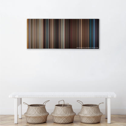 Get Him to the Greek color palette canvas above a white bench with three woven baskets