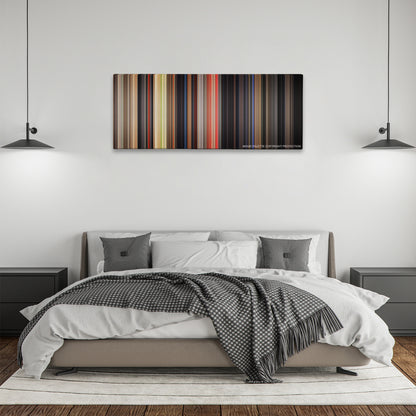 The Basketball Diaries color palette canvas above a bed, between two black pendant lamps