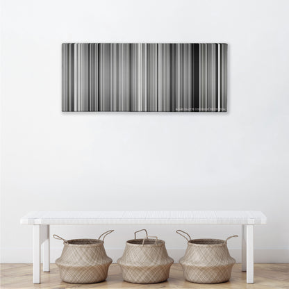 Pi color palette canvas above a white bench with three woven baskets