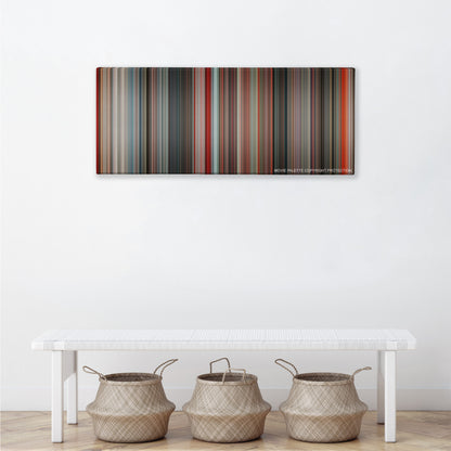 Total Recall color palette canvas above a white bench with three woven baskets