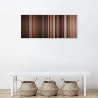Desperado color palette canvas above a white bench with three woven baskets