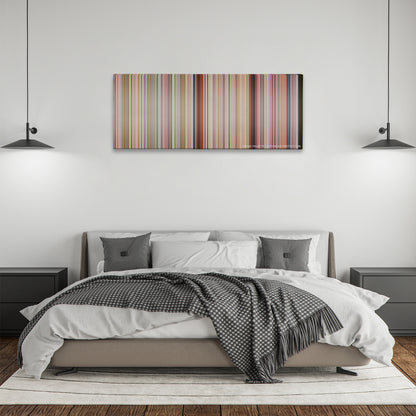 Bend It Like Beckham color palette canvas above a bed, between two black pendant lamps