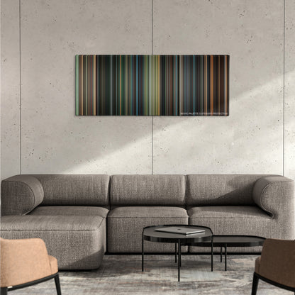 The Incredible Hulk color palette canvas on a concrete wall above a gray sectional sofa