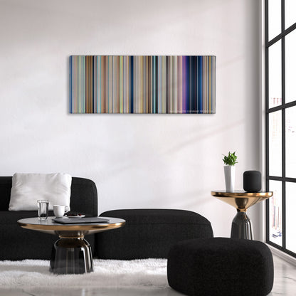 Your Name. color palette canvas above a black sofa with a gold-topped table