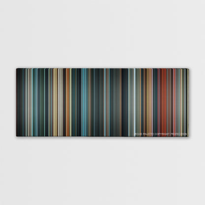 Justice League color palette canvas print: thousands of thin vertical stripes of color