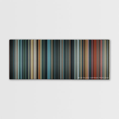 Justice League color palette canvas print: thousands of thin vertical stripes of color