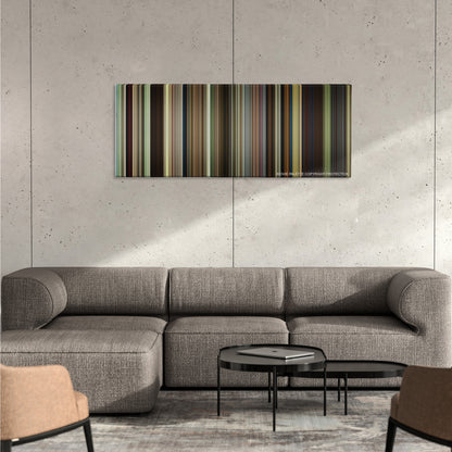 Three Billboards Outside Ebbing, Missouri color palette canvas on a concrete wall above a gray sectional sofa
