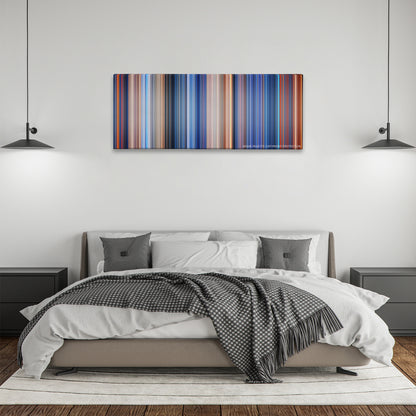 Terminator 2: Judgment Day color palette canvas above a bed, between two black pendant lamps