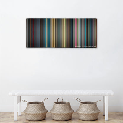 Surrogates color palette canvas above a white bench with three woven baskets