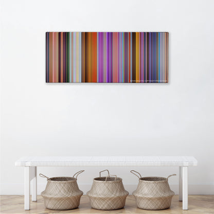 Ralph Breaks the Internet color palette canvas above a white bench with three woven baskets