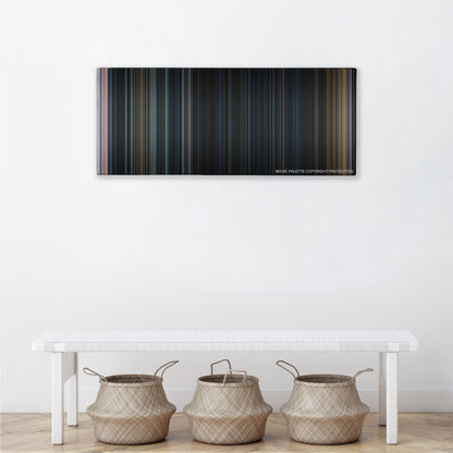 30 Days of Night color palette canvas above a white bench with three woven baskets