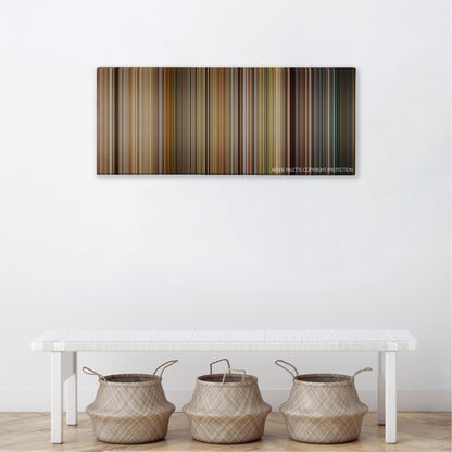 Premium Rush color palette canvas above a white bench with three woven baskets