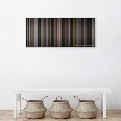 Girl, Interrupted color palette canvas above a white bench with three woven baskets