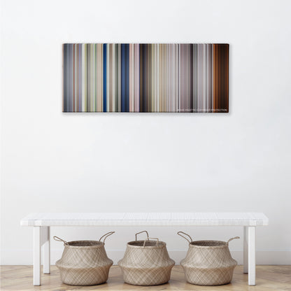 Full Metal Jacket color palette canvas above a white bench with three woven baskets