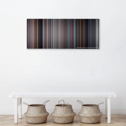 Tucker and Dale vs Evil color palette canvas above a white bench with three woven baskets