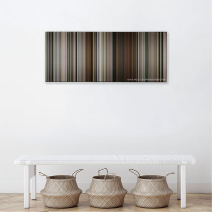 Borat Subsequent Moviefilm color palette canvas above a white bench with three woven baskets