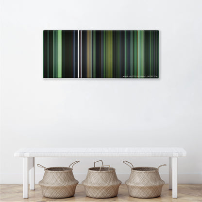 The Matrix color palette canvas above a white bench with three woven baskets