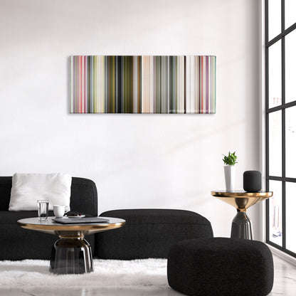 The Two Popes color palette canvas above a black sofa with a gold-topped table