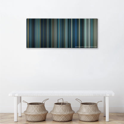 Independence Day: Resurgence color palette canvas above a white bench with three woven baskets