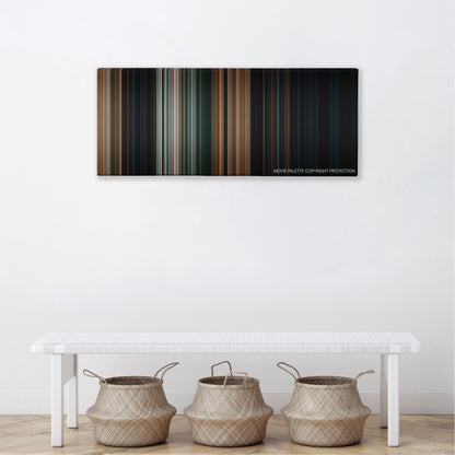 Halloween color palette canvas above a white bench with three woven baskets