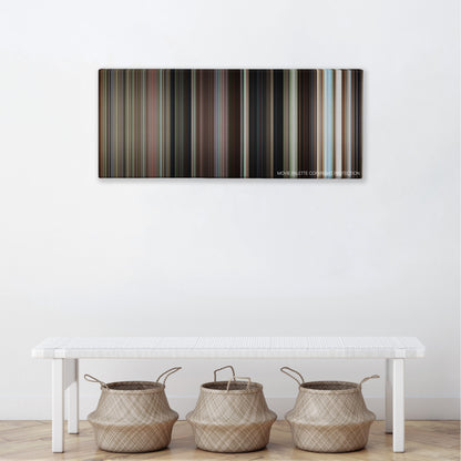 Wild Things color palette canvas above a white bench with three woven baskets