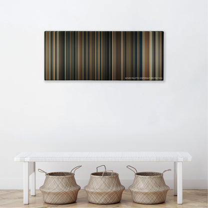 The Best Offer color palette canvas above a white bench with three woven baskets