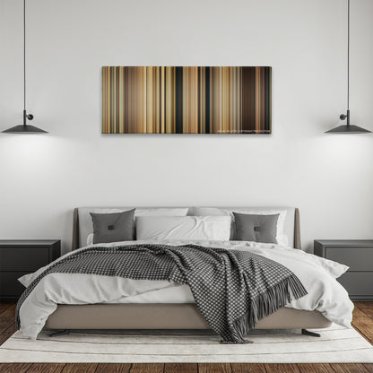 Saving Mr. Banks color palette canvas above a bed, between two black pendant lamps