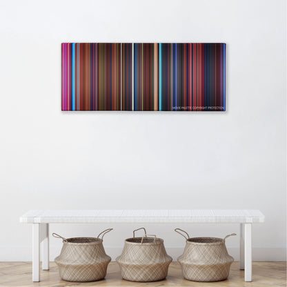 Hotel Transylvania 2 color palette canvas above a white bench with three woven baskets