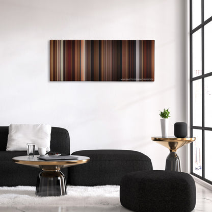 Sex Tape color palette canvas above a black sofa with a gold-topped table