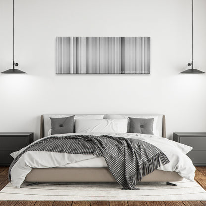 Mr. Smith Goes to Washington color palette canvas above a bed, between two black pendant lamps