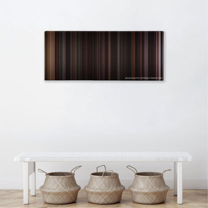 Red Riding Hood color palette canvas above a white bench with three woven baskets