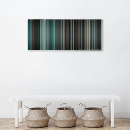 The Day the Earth Stood Still color palette canvas above a white bench with three woven baskets