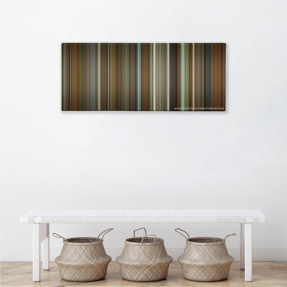 The Princess Diaries color palette canvas above a white bench with three woven baskets