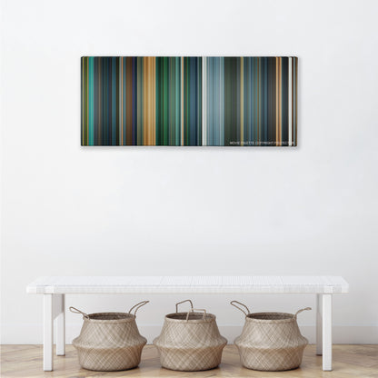 Deadpool 2 color palette canvas above a white bench with three woven baskets