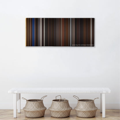 Night at the Museum: Secret of the Tomb color palette canvas above a white bench with three woven baskets