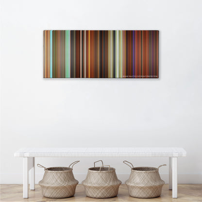 Madagascar 3: Europe's Most Wanted color palette canvas above a white bench with three woven baskets