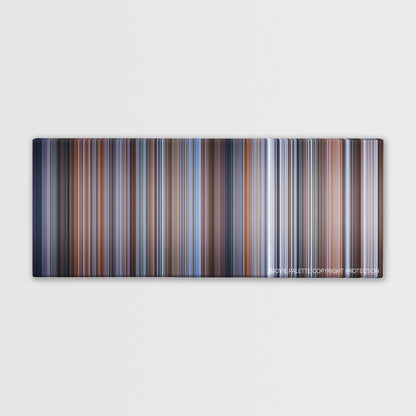 Home Alone 3 color palette canvas print: thousands of thin vertical stripes of color