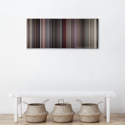 Beverly Hills Cop color palette canvas above a white bench with three woven baskets