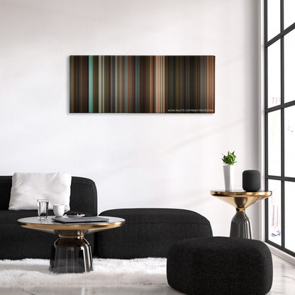Street Kings color palette canvas above a black sofa with a gold-topped table